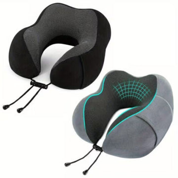 Memory Foam Travel Neck Pillow - Cervical Support Pillow for Airplane, Car & Sleeping