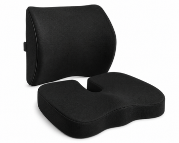 Coccyx Seat Cushion & Lumbar Support Set - Memory Foam Tailbone Pillow for Office Chair